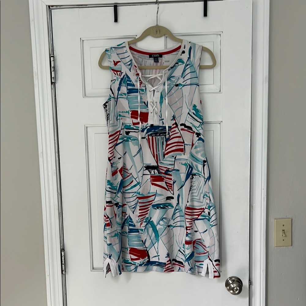 Chaps Blue and Red Sleeveless Mini Sundress